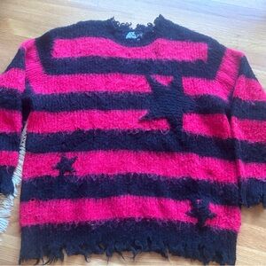 Poly punk designer y2k sweater in “red iris” and size medium
